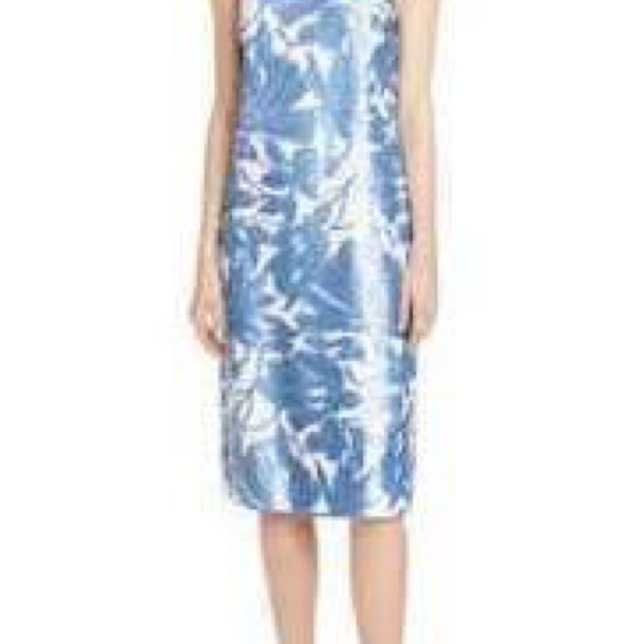Lafayette 148 New York XS Blue Sequin Noah Dress Floral NWOT - Picture 3 of 16